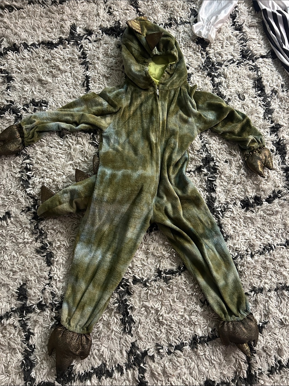 Kids Green Dinosaur Hooded One-Piece Costume